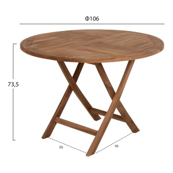ROUND TABLE FOLDING KENDALL FK9543 TEAK WOOD IN NATURAL COLOR Φ106x73,5Hcm. ROUND TABLE FOLDING KENDALL FK9543 TEAK WOOD IN NATURAL COLOR Φ106x73,5Hcm.