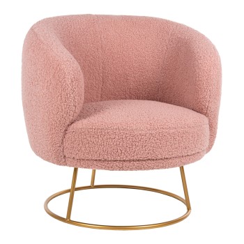 ARMCHAIR ARIEN FK8403.22 BOUCLE FABRIC IN DUSTY PINK-GOLD METAL BASE 78x75x84Hcm.