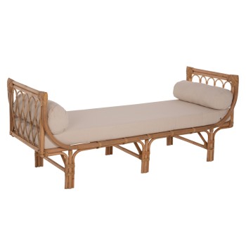 OUTDOOR LOUNGE SOFA CHARMELLA FK9659 NATURAL RATTAN-BEIGE CUSHIONS 187x69x76Hcm.
