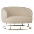 SOFA 2-SEATER ARIEN FK8492.20 ECRU BOUCLE FABRIC AND GOLD METAL BASE 130x75x85Hcm. SOFA 2-SEATER ARIEN FK8492.20 ECRU BOUCLE FABRIC AND GOLD METAL BASE 130x75x85Hcm.