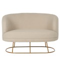 SOFA 2-SEATER ARIEN FK8492.20 ECRU BOUCLE FABRIC AND GOLD METAL BASE 130x75x85Hcm. SOFA 2-SEATER ARIEN FK8492.20 ECRU BOUCLE FABRIC AND GOLD METAL BASE 130x75x85Hcm.