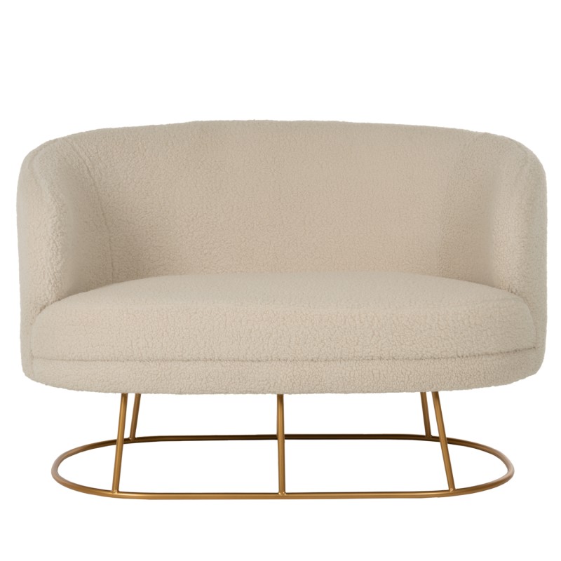 SOFA 2-SEATER ARIEN FK8492.20 ECRU BOUCLE FABRIC AND GOLD METAL BASE 130x75x85Hcm. SOFA 2-SEATER ARIEN FK8492.20 ECRU BOUCLE FABRIC AND GOLD METAL BASE 130x75x85Hcm.