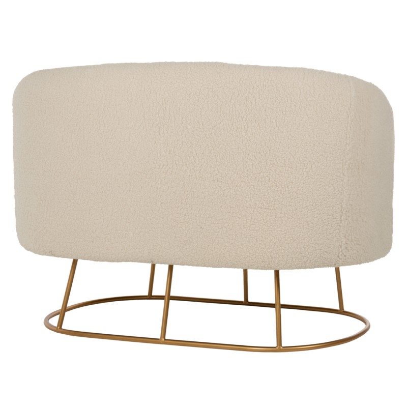 SOFA 2-SEATER ARIEN FK8492.20 ECRU BOUCLE FABRIC AND GOLD METAL BASE 130x75x85Hcm. SOFA 2-SEATER ARIEN FK8492.20 ECRU BOUCLE FABRIC AND GOLD METAL BASE 130x75x85Hcm.