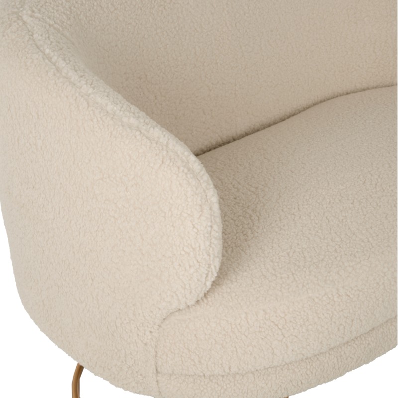 SOFA 2-SEATER ARIEN FK8492.20 ECRU BOUCLE FABRIC AND GOLD METAL BASE 130x75x85Hcm. SOFA 2-SEATER ARIEN FK8492.20 ECRU BOUCLE FABRIC AND GOLD METAL BASE 130x75x85Hcm.