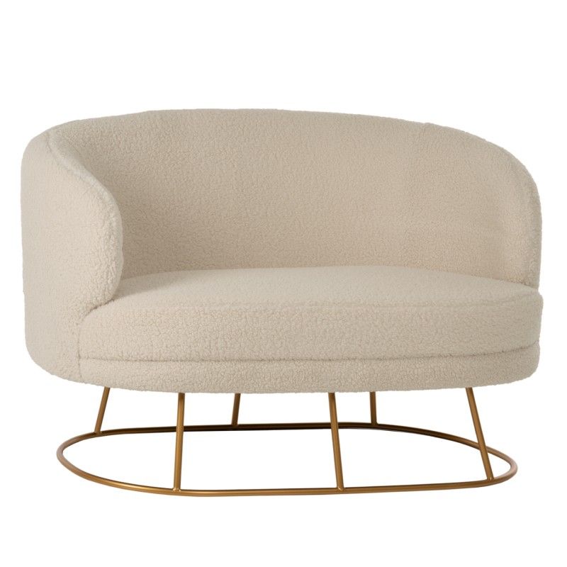 SOFA 2-SEATER ARIEN FK8492.20 ECRU BOUCLE FABRIC AND GOLD METAL BASE 130x75x85Hcm. SOFA 2-SEATER ARIEN FK8492.20 ECRU BOUCLE FABRIC AND GOLD METAL BASE 130x75x85Hcm.