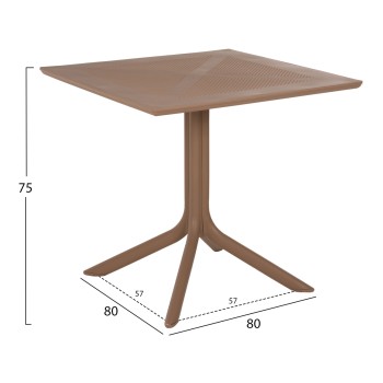 OUTDOOR POLYPROPYLENE SQUARE TABLE LUNAR FK5930.14 CAPPUCCINO 80x80x75Hcm. OUTDOOR POLYPROPYLENE SQUARE TABLE LUNAR FK5930.14 CAPPUCCINO 80x80x75Hcm.