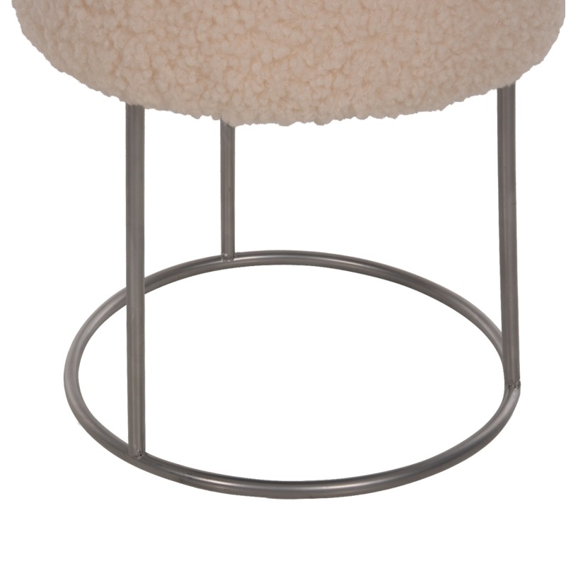 STOOL KARLO FK8411.23 WHITE BOUCLE FABRIC WITH SILVER BASE Φ35x41Hcm.