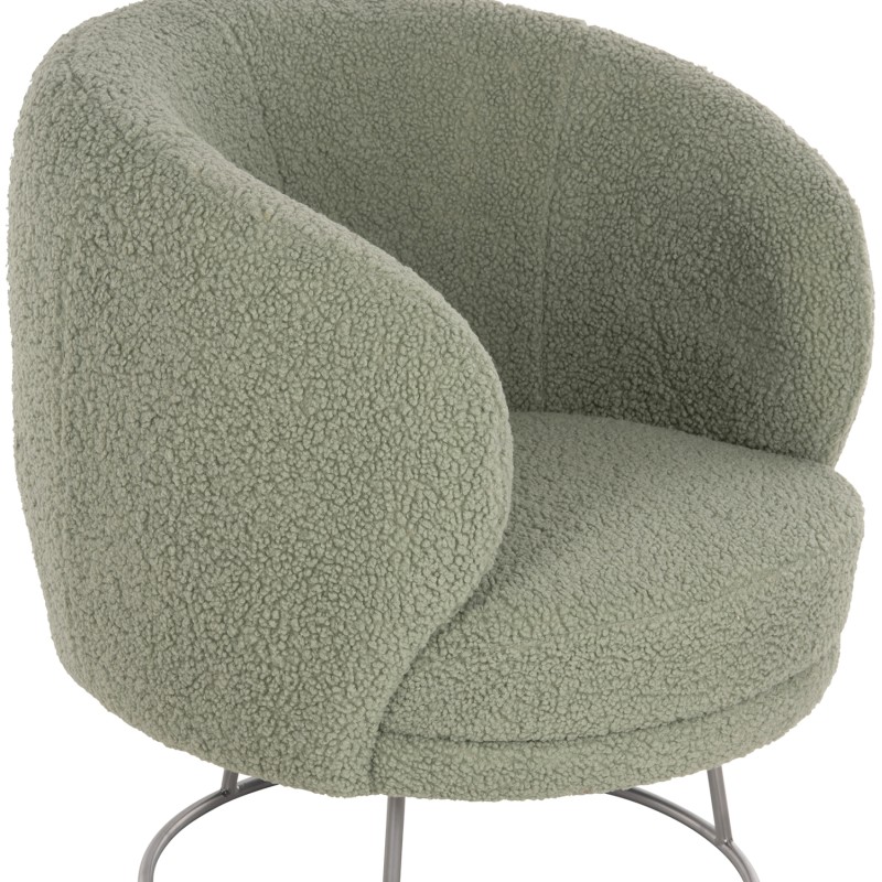 ARMCHAIR ARIEN FK8403.27 BOUCLE FABRIC IN PISTACHIO GREEN-SILVER METAL BASE 78x75x84Hcm. ARMCHAIR ARIEN FK8403.27 BOUCLE FABRIC IN PISTACHIO GREEN-SILVER METAL BASE 78x75x84Hcm.