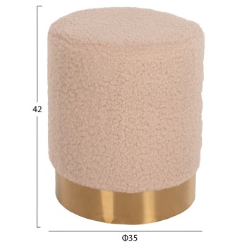 STOOL LEVY FK8408.20 BOUCLE FABRIC ECRU-GOLD BASE Φ35x42Hcm. STOOL LEVY FK8408.20 BOUCLE FABRIC ECRU-GOLD BASE Φ35x42Hcm.