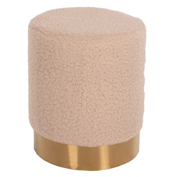 STOOL LEVY FK8408.20 BOUCLE FABRIC ECRU-GOLD BASE Φ35x42Hcm.