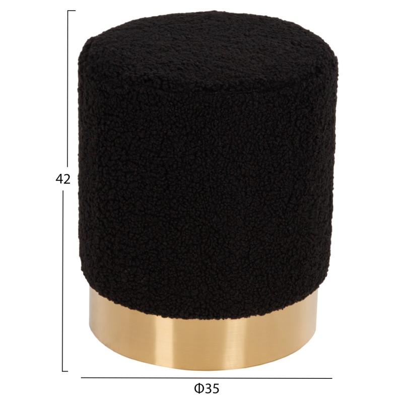STOOL LEVY FK8408.24 BOUCLE FABRIC BLACK-GOLD BASE Φ35x42Hcm.