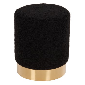 STOOL LEVY FK8408.24 BOUCLE FABRIC BLACK-GOLD BASE Φ35x42Hcm.