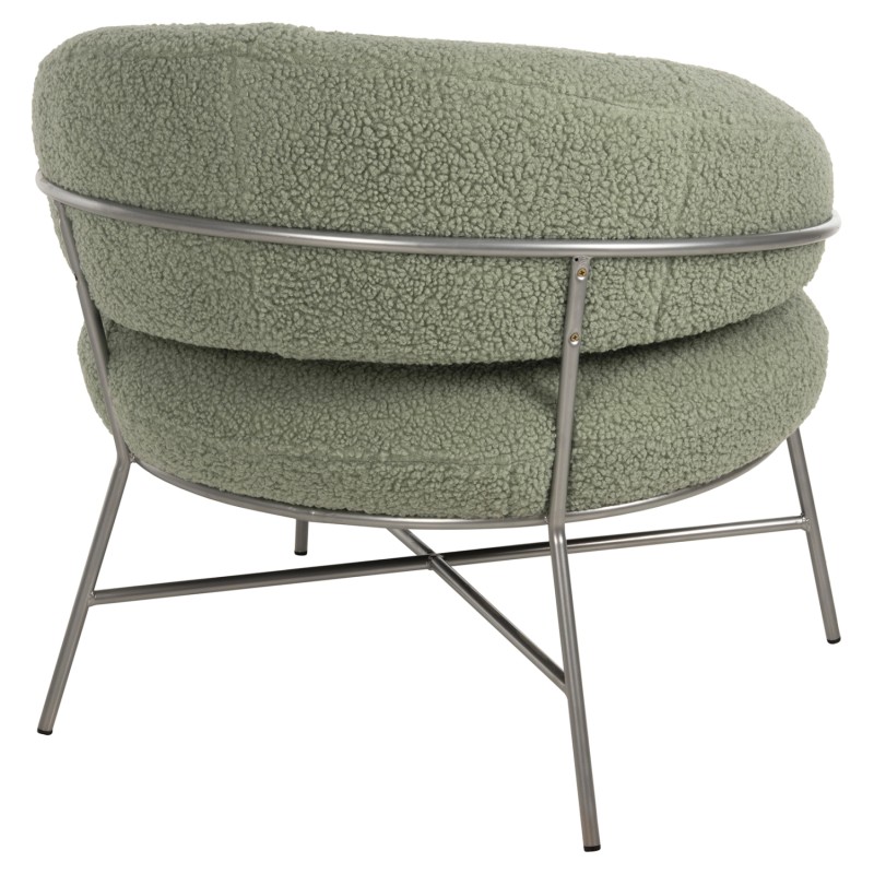 ARMCHAIR TRUDI FK8639.27 PISTACHIO GREEN BOUCLE FABRIC AND SILVER METAL FRAME 84x79x76Hcm. ARMCHAIR TRUDI FK8639.27 PISTACHIO GREEN BOUCLE FABRIC AND SILVER METAL FRAME 84x79x76Hcm.