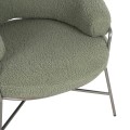 ARMCHAIR TRUDI FK8639.27 PISTACHIO GREEN BOUCLE FABRIC AND SILVER METAL FRAME 84x79x76Hcm. ARMCHAIR TRUDI FK8639.27 PISTACHIO GREEN BOUCLE FABRIC AND SILVER METAL FRAME 84x79x76Hcm.