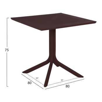 OUTDOOR POLYPROPYLENE SQUARE TABLE LUNAR FK5930.13 BROWN 80x80x75Hcm. OUTDOOR POLYPROPYLENE SQUARE TABLE LUNAR FK5930.13 BROWN 80x80x75Hcm.