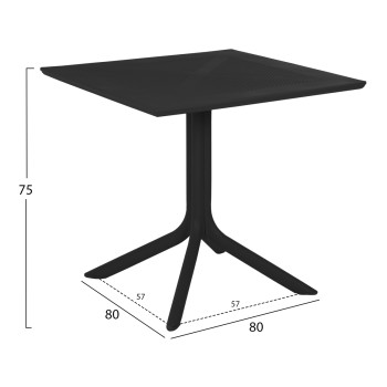 OUTDOOR POLYPROPYLENE SQUARE TABLE LUNAR FK5930.12 BLACK 80x80x75Hcm. OUTDOOR POLYPROPYLENE SQUARE TABLE LUNAR FK5930.12 BLACK 80x80x75Hcm.