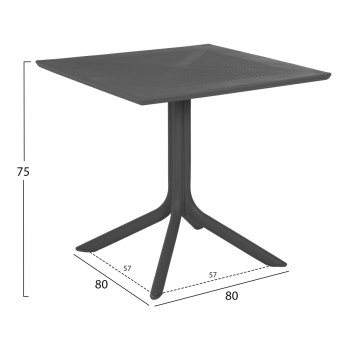 OUTDOOR POLYPROPYLENE SQUARE TABLE LUNAR FK5930.20 GREY 80x80x75Hcm. OUTDOOR POLYPROPYLENE SQUARE TABLE LUNAR FK5930.20 GREY 80x80x75Hcm.