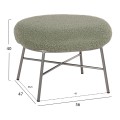 STOOL FOOTREST TRUDI FK8640.27 PISTACHIO GREEN BOUCLE FABRIC AND SILVER METAL BASE 56x47x40Hcm.