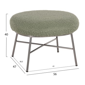 STOOL FOOTREST TRUDI FK8640.27 PISTACHIO GREEN BOUCLE FABRIC AND SILVER METAL BASE 56x47x40Hcm. STOOL FOOTREST TRUDI FK8640.27 PISTACHIO GREEN BOUCLE FABRIC AND SILVER METAL BASE 56x47x40Hcm.