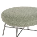 STOOL FOOTREST TRUDI FK8640.27 PISTACHIO GREEN BOUCLE FABRIC AND SILVER METAL BASE 56x47x40Hcm.