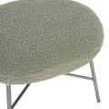 STOOL FOOTREST TRUDI FK8640.27 PISTACHIO GREEN BOUCLE FABRIC AND SILVER METAL BASE 56x47x40Hcm.