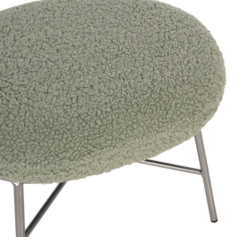 STOOL FOOTREST TRUDI FK8640.27 PISTACHIO GREEN BOUCLE FABRIC AND SILVER METAL BASE 56x47x40Hcm.