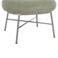 STOOL FOOTREST TRUDI FK8640.27 PISTACHIO GREEN BOUCLE FABRIC AND SILVER METAL BASE 56x47x40Hcm.