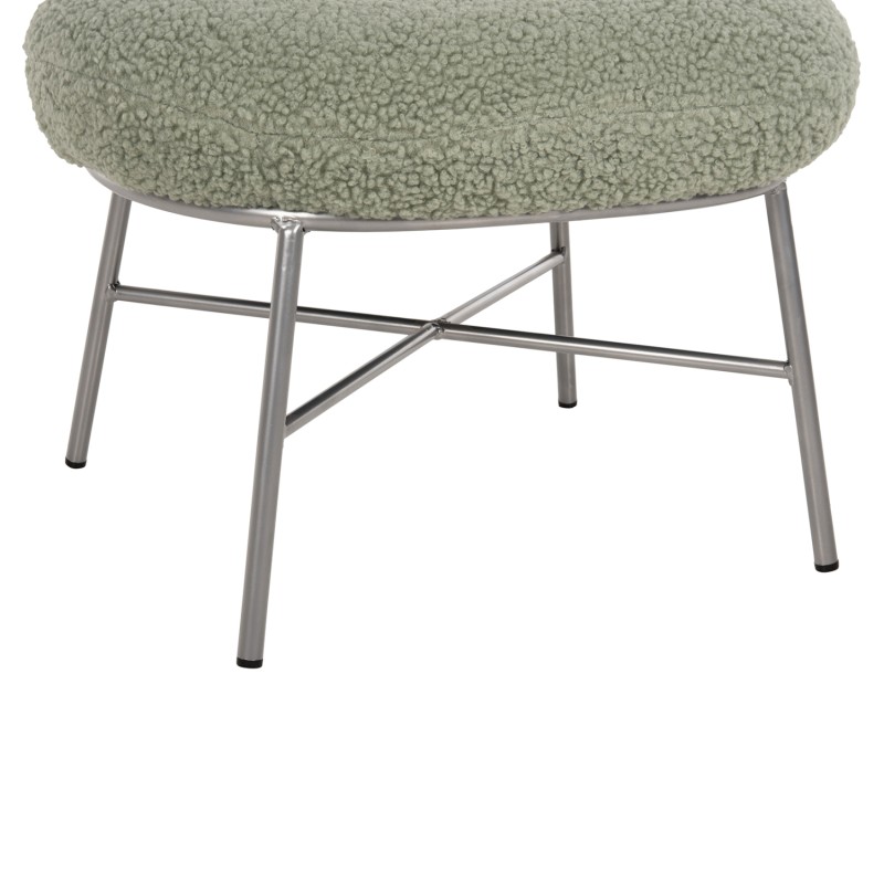 STOOL FOOTREST TRUDI FK8640.27 PISTACHIO GREEN BOUCLE FABRIC AND SILVER METAL BASE 56x47x40Hcm.