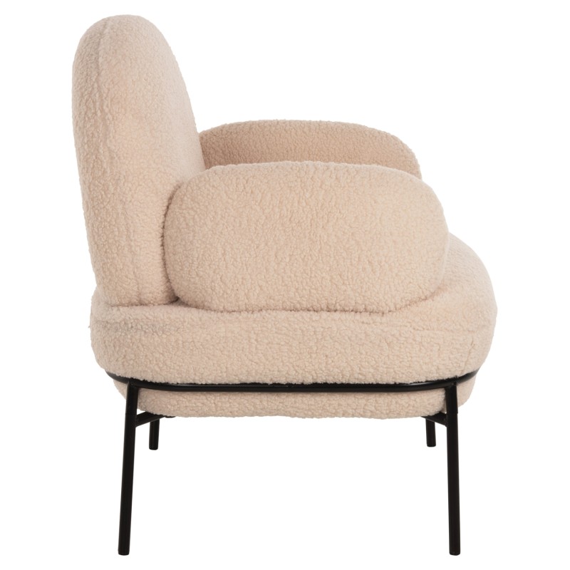 ARMCHAIR AGNES FK9525.20 ECRU BOUCLE FABRIC-BLACK METAL LEGS 74x71x83Hcm. ARMCHAIR AGNES FK9525.20 ECRU BOUCLE FABRIC-BLACK METAL LEGS 74x71x83Hcm.