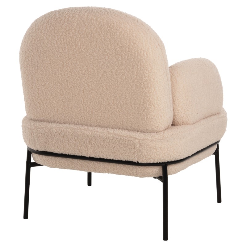 ARMCHAIR AGNES FK9525.20 ECRU BOUCLE FABRIC-BLACK METAL LEGS 74x71x83Hcm. ARMCHAIR AGNES FK9525.20 ECRU BOUCLE FABRIC-BLACK METAL LEGS 74x71x83Hcm.