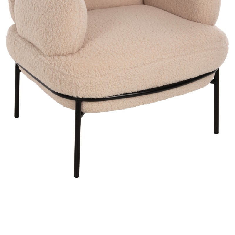 ARMCHAIR AGNES FK9525.20 ECRU BOUCLE FABRIC-BLACK METAL LEGS 74x71x83Hcm. ARMCHAIR AGNES FK9525.20 ECRU BOUCLE FABRIC-BLACK METAL LEGS 74x71x83Hcm.