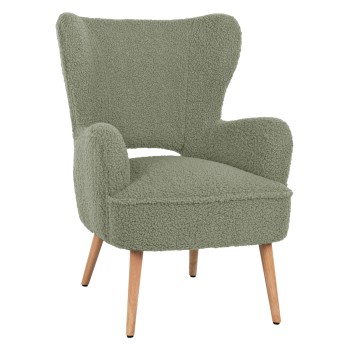 ARMCHAIR MYLIE FK8394.27 PISTACHIO GREEN BOUCLE FABRIC 66X75X93Hcm.