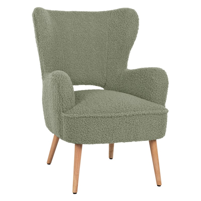 ARMCHAIR MYLIE FK8394.27 PISTACHIO GREEN BOUCLE FABRIC 66X75X93Hcm.