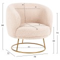 ARMCHAIR ARIEN FK8403.20 BOUCLE FABRIC IN ECRU-GOLD METAL BASE 78x75x84Hcm. ARMCHAIR ARIEN FK8403.20 BOUCLE FABRIC IN ECRU-GOLD METAL BASE 78x75x84Hcm.