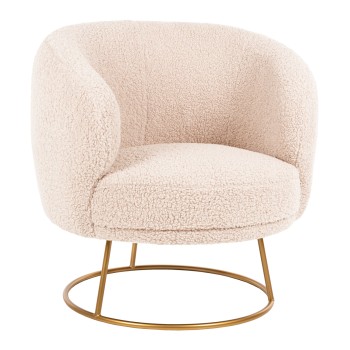 ARMCHAIR ARIEN FK8403.20 BOUCLE FABRIC IN ECRU-GOLD METAL BASE 78x75x84Hcm.