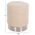 STOOL LEVY FK8408.23 BOUCLE FABRIC WHITE-SILVER BASE Φ35x42Hcm.