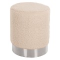 STOOL LEVY FK8408.23 BOUCLE FABRIC WHITE-SILVER BASE Φ35x42Hcm.
