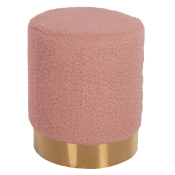 STOOL LEVY FK8408.22 BOUCLE FABRIC DUSTY PINK-GOLD BASE Φ35x42Hcm.