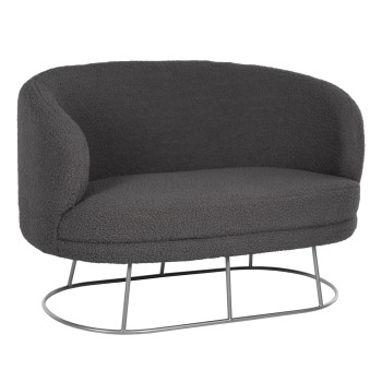 SOFA 2-SEATER ARIEN FK8492.21 GREY BOUCLE FABRIC AND SILVER METAL BASE 130x75x85Hcm.