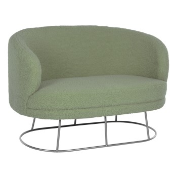 SOFA 2-SEATER ARIEN FK8492.27 PISTACHIO GREEN BOUCLE FABRIC AND SILVER METAL BASE 130x75x85Hcm.