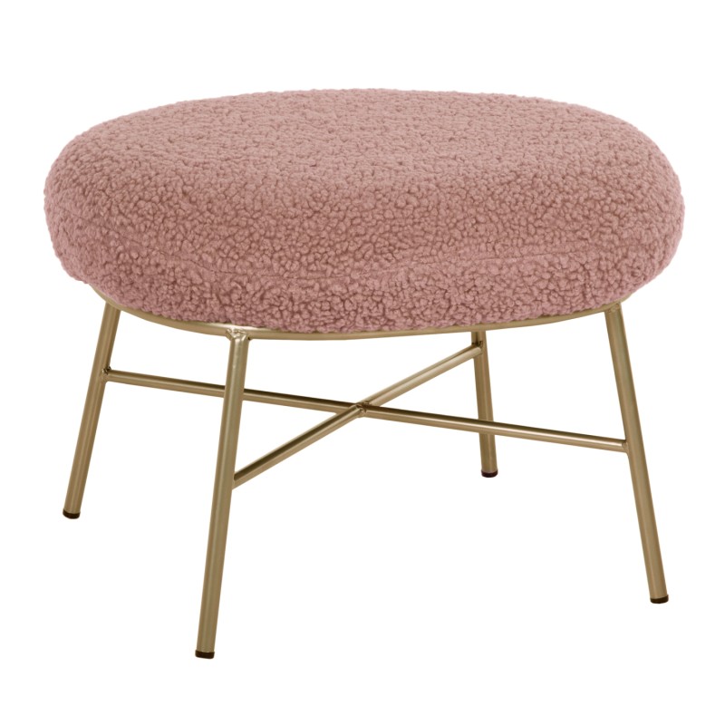 STOOL FOOTREST TRUDI FK8640.22 DUSTY PINK BOUCLE FABRIC AND GOLD METAL BASE 56x47x40Hcm. STOOL FOOTREST TRUDI FK8640.22 DUSTY PINK BOUCLE FABRIC AND GOLD METAL BASE 56x47x40Hcm.