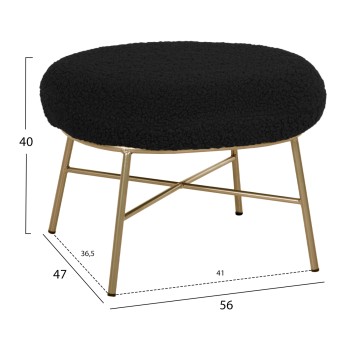 STOOL FOOTREST TRUDI FK8640.24 BLACK BOUCLE FABRIC AND GOLD METAL BASE 56x47x40Hcm. STOOL FOOTREST TRUDI FK8640.24 BLACK BOUCLE FABRIC AND GOLD METAL BASE 56x47x40Hcm.