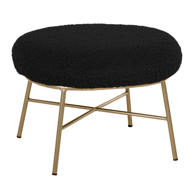 STOOL FOOTREST TRUDI FK8640.24 BLACK BOUCLE FABRIC AND GOLD METAL BASE 56x47x40Hcm. STOOL FOOTREST TRUDI FK8640.24 BLACK BOUCLE FABRIC AND GOLD METAL BASE 56x47x40Hcm.