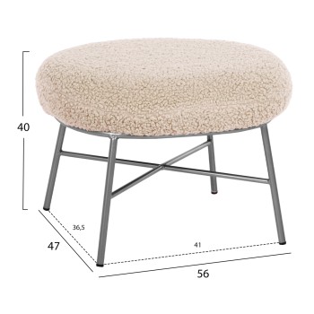 STOOL FOOTREST TRUDI FK8640.23 WHITE BOUCLE FABRIC AND SILVER METAL BASE 56x47x40Hcm. STOOL FOOTREST TRUDI FK8640.23 WHITE BOUCLE FABRIC AND SILVER METAL BASE 56x47x40Hcm.