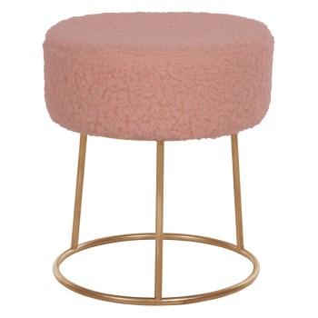 STOOL KARLO FK8411.22 DUSTY PINK BOUCLE FABRIC WITH GOLD BASE Φ35x41Hcm.