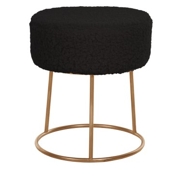 STOOL KARLO FK8411.24 BLACK BOUCLE FABRIC WITH GOLD BASE Φ35x41Hcm.