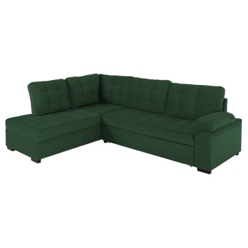 SOFABED LEFT CORNER JADE FK3144.05L CYPRESS GREEN VELVET 250x80-180x73-88Hcm.