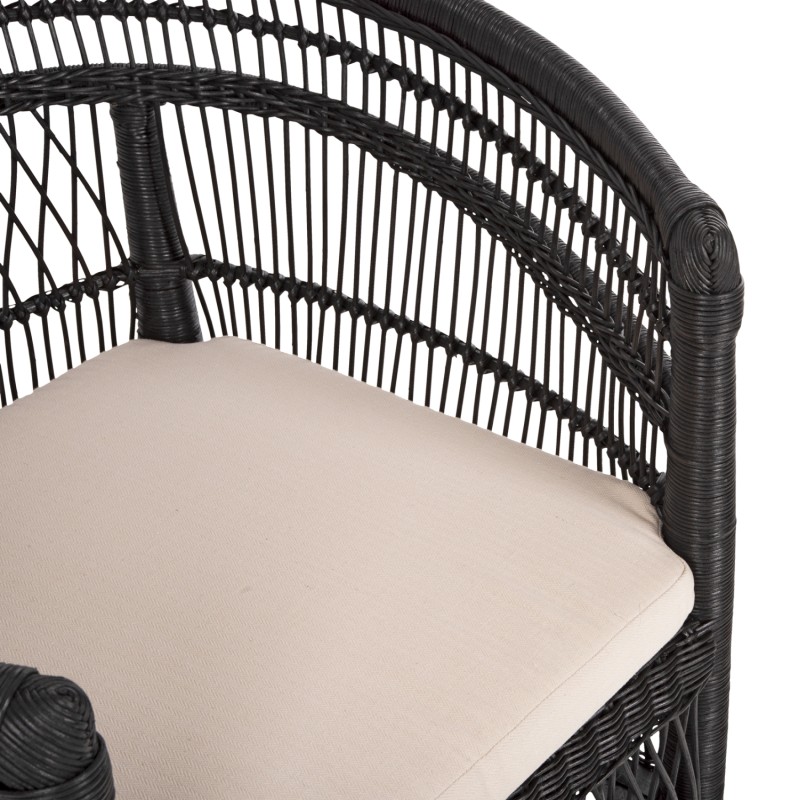 ARMCHAIR MALAWI FK9635.03 MAHOGANY WOOD WITH RATTAN IN BLACK--B'RATED 80x70x86Hcm. ARMCHAIR MALAWI FK9635.03 MAHOGANY WOOD WITH RATTAN IN BLACK--B'RATED 80x70x86Hcm.