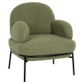 ARMCHAIR AGNES FK9525.27 PISTACHIO GREEN BOUCLE FABRIC-BLACK METAL LEGS 74x71x83Hcm.