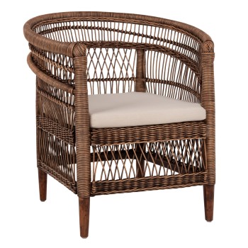 ARMCHAIR MALAWI FK9635.01 MAHOGANY WOOD WITH RATTAN IN BROWN--B'RATED 80x70x86Hcm.